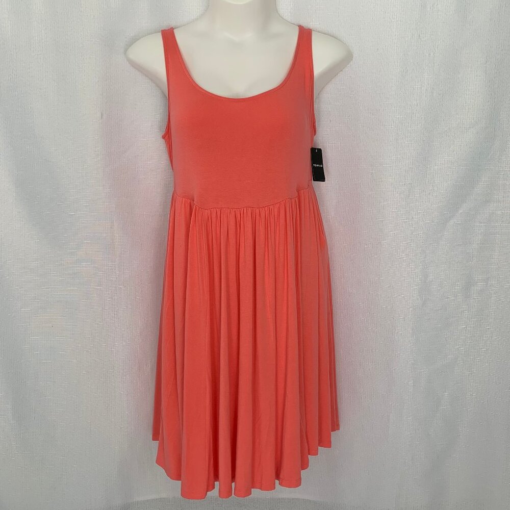New TORRID Sz 1 (1X) Coral Super Soft Jersey Knit Sleeveless Dress with Pockets
